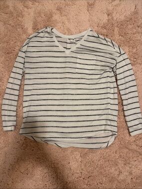 White and Navy Striped Sweater